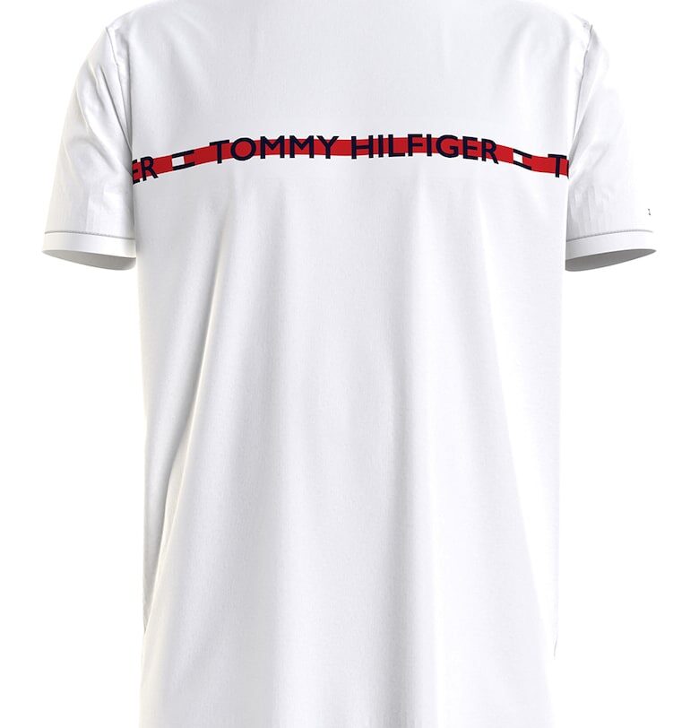 Домашна тениска от памук и лиосел - Тъмночервен/Мръснобял/Тъмносин Tommy Hilfiger