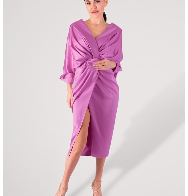 Драпирана сатинирана рокля Acob a porter