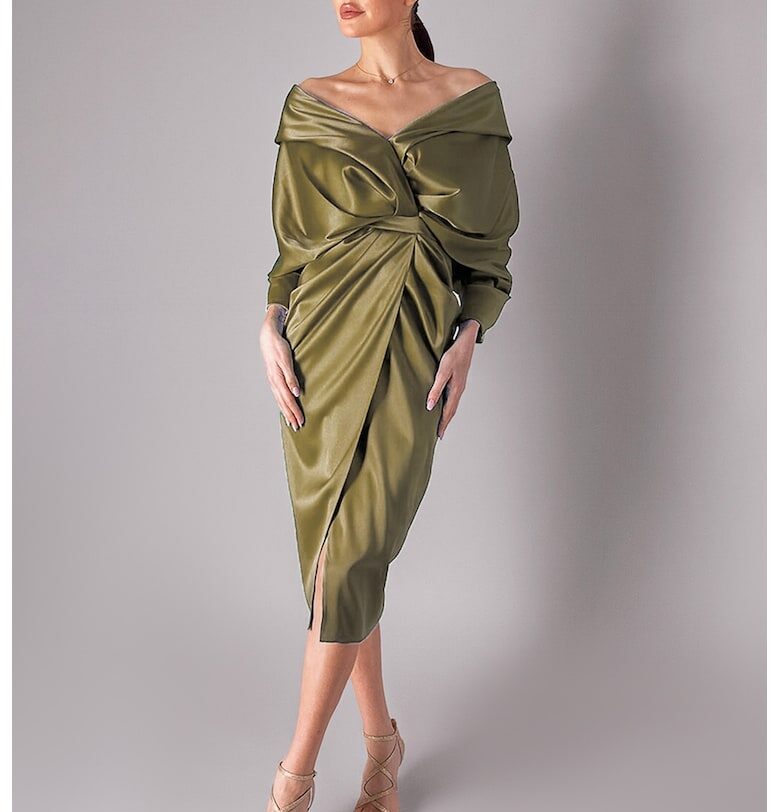 Драпирана сатинирана рокля Acob a porter