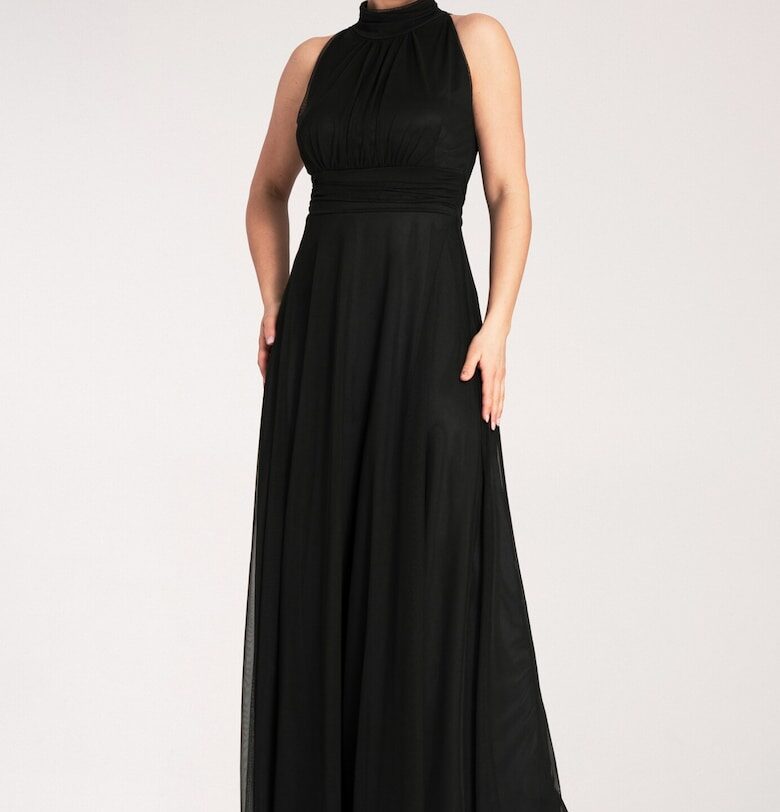 Дълга вечерна рокля -  черна - полиестер - SM Figl