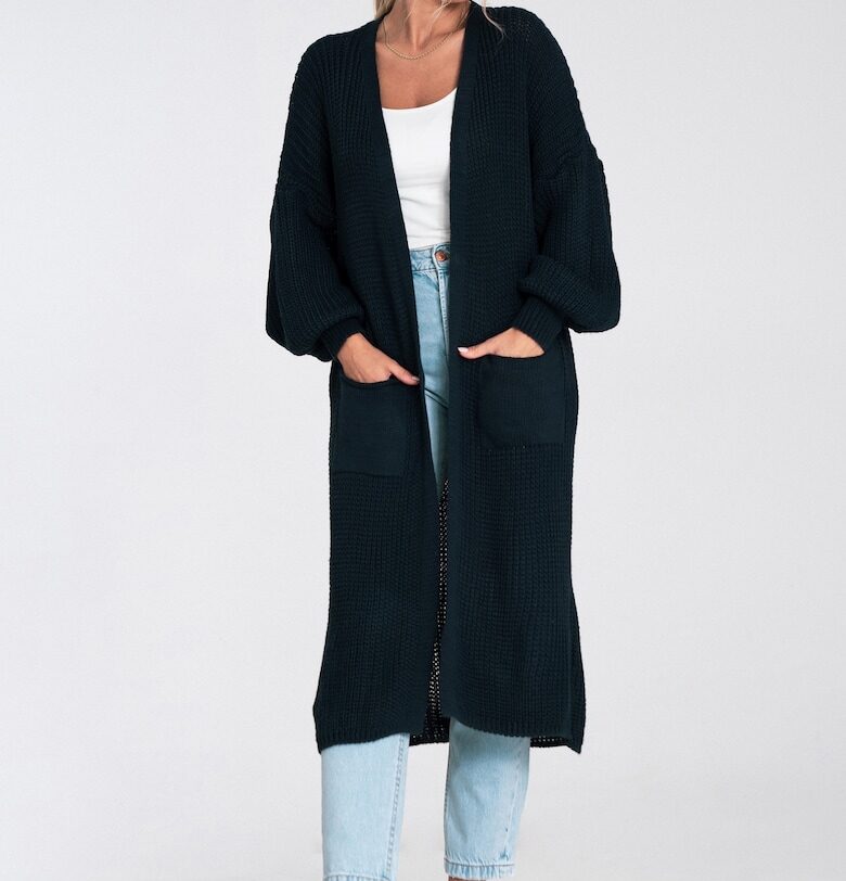 Дълга жилетка  тъмносиня - тънка - без закопчаване - за жени - акрил Figl