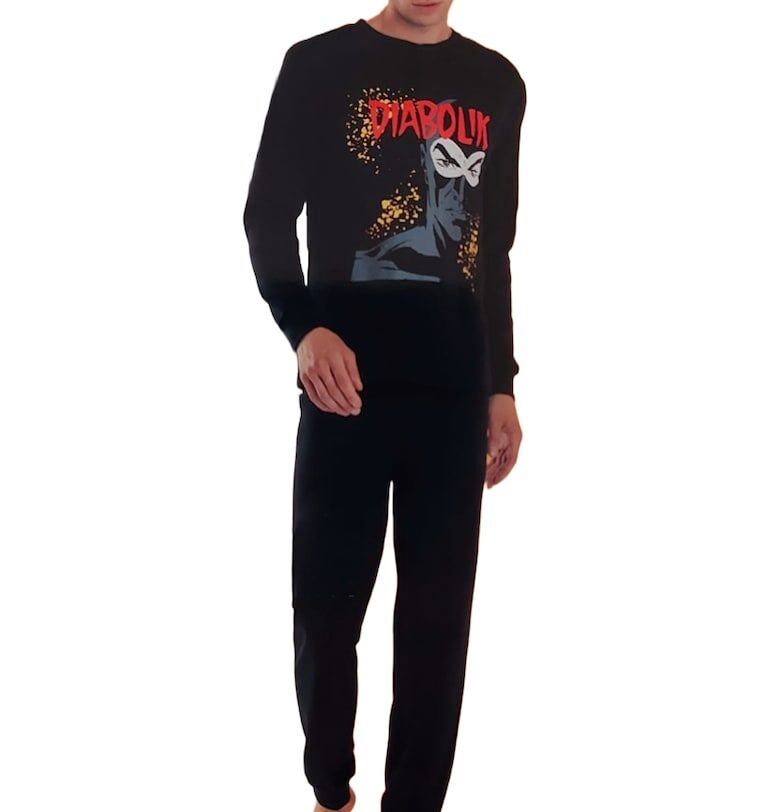 Дълга мъжка пижама  8856 - Черен Diabolik