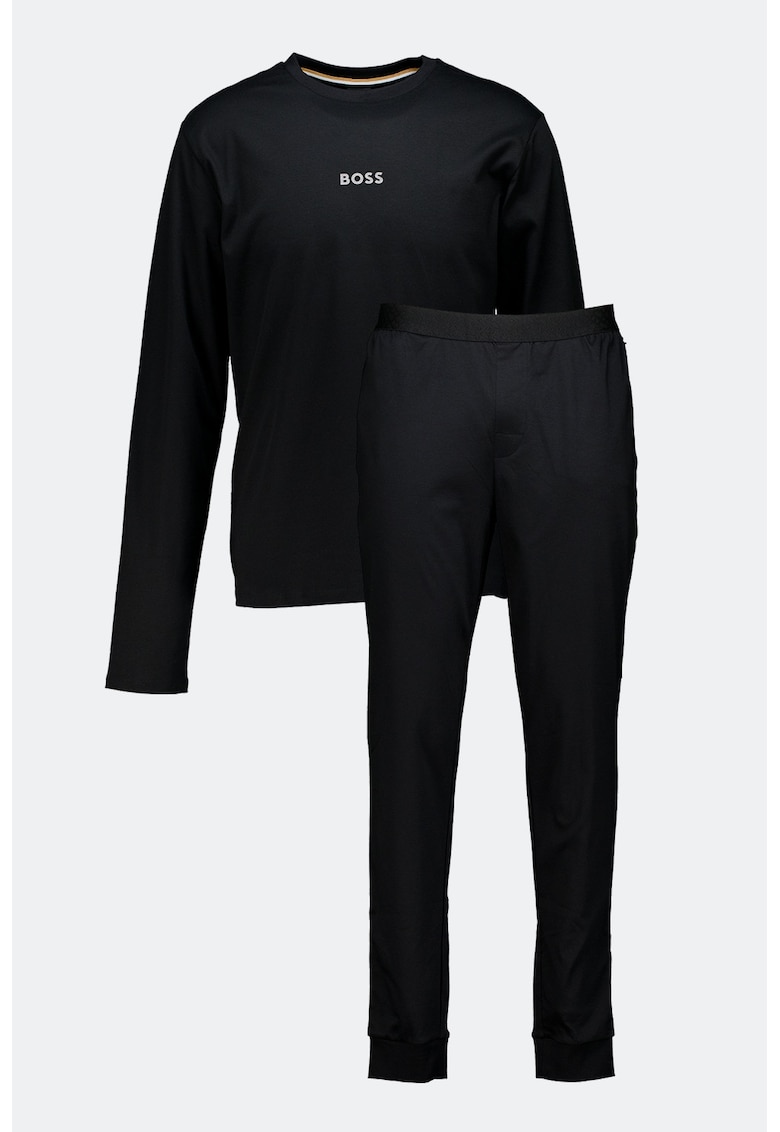 Дълга памучна пижама - Черен BOSS