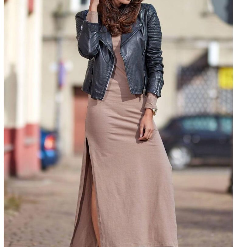 Дълга памучна рокля със странична цепка InfiniteYou