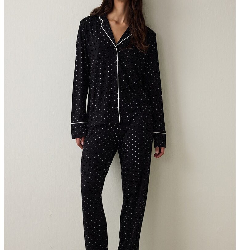 Дълга пижама на точки - Бял/Черен Penti