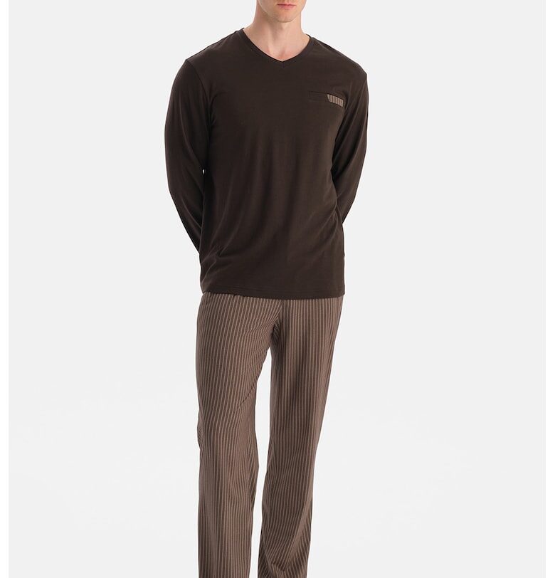 Дълга пижама с модал с шпиц - Кафяв DAGI