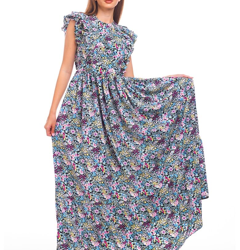 Дълга разкроена рокля с набирания CAMISSI