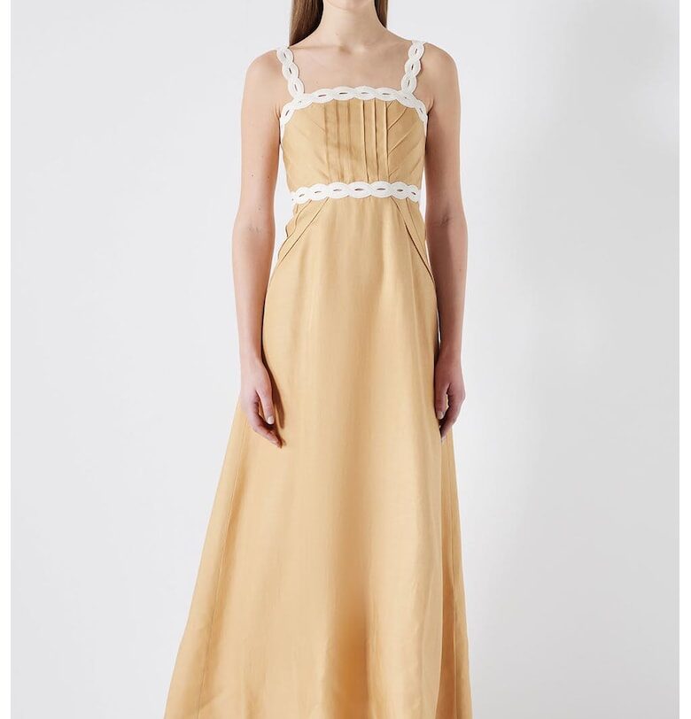 Дълга разкроена рокля с шпиц Ipekyol