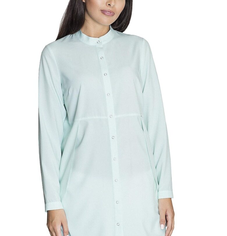 Дълга риза  M545 - овърсайз - зелена - полиестерна - елегантна Figl