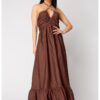 Дълга рокля с гол гръб Кафява 16436 uFIT