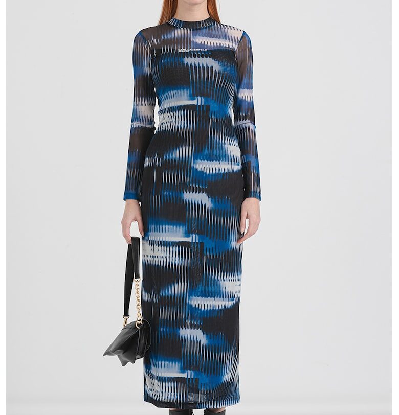 Дълга рокля с десен и овално деколте KARL LAGERFELD JEANS