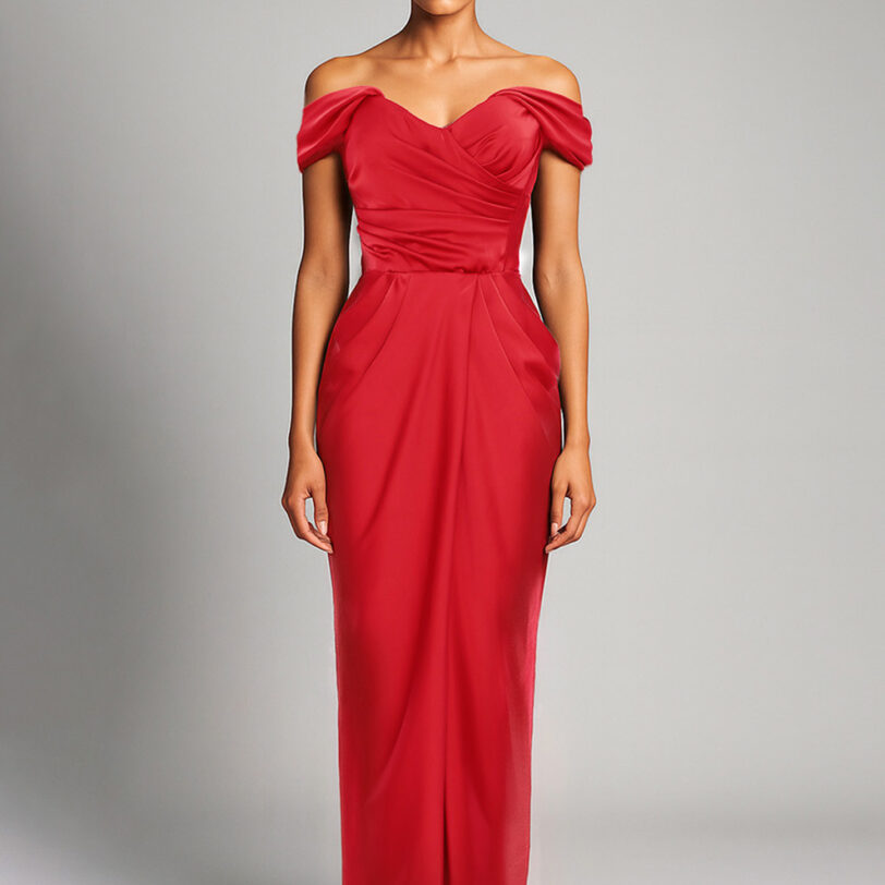 Дълга сатинирана рокля с голи рамене Acob a porter