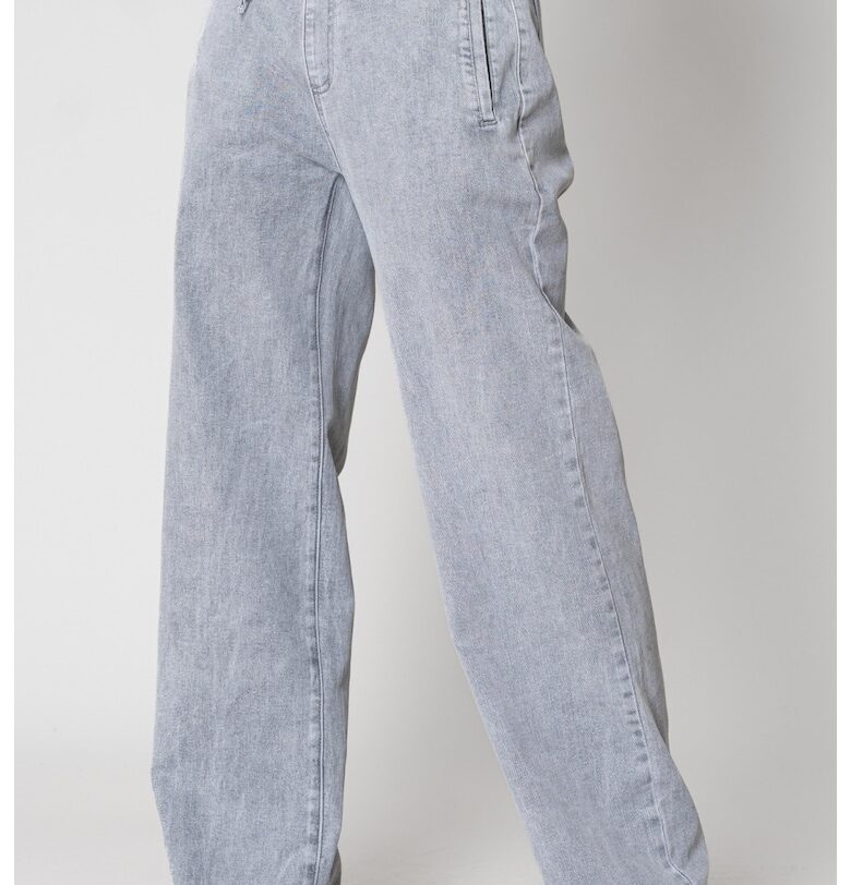 Дълги дънки от светло сив еластичен деним 15262 - Сив uFIT