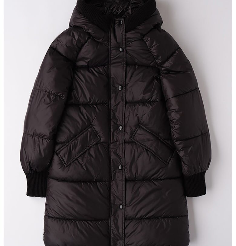 Дълго ватирано зимно яке - Черен IDO