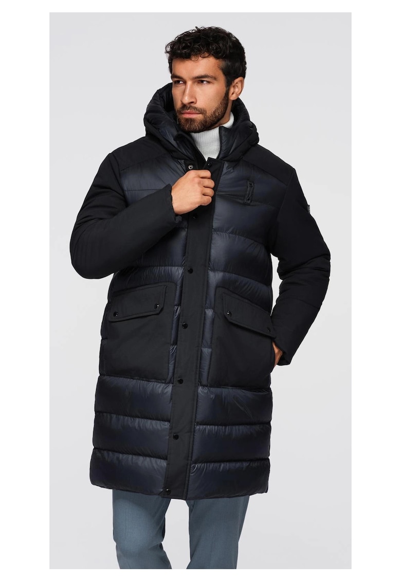 Дълго ватирано яке с големи джобове OM-JALJ-0308 - Черен OMBRE