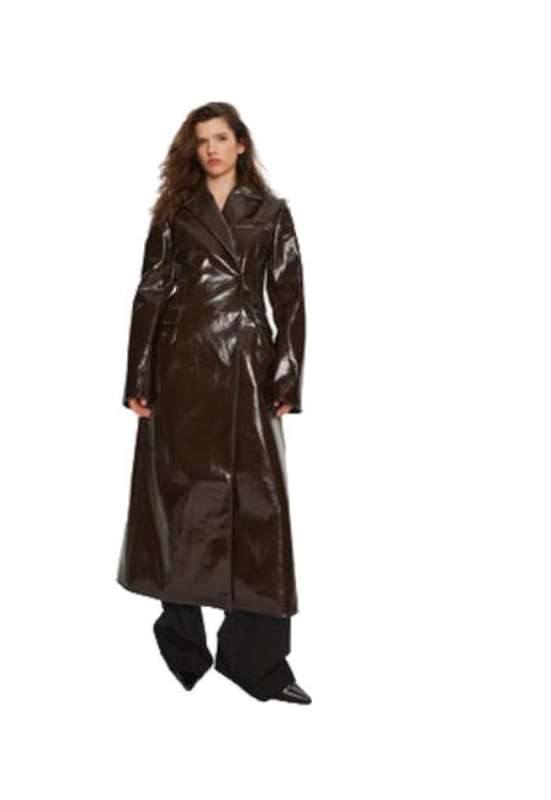 Дълго дамско яке полиуретан - кафяво - Birgitte Herskind