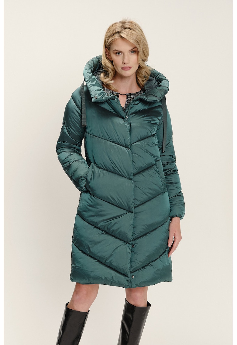 Дълго зимно яке с качулка - Аква зелено GreenPoint