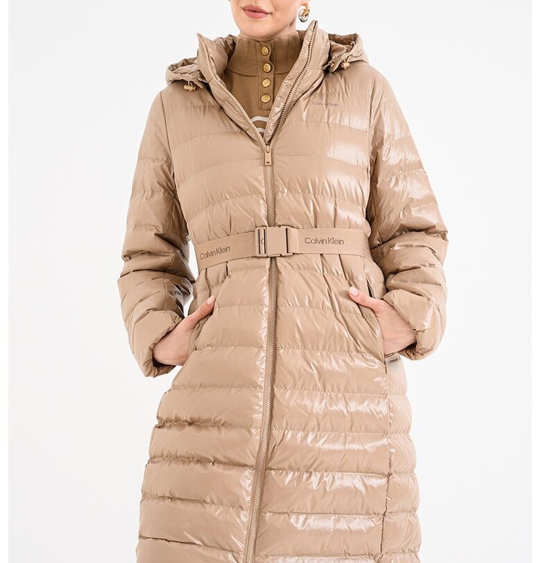 Дълго зимно яке с цип - Камел CALVIN KLEIN