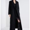 Дълго палто с вълна и бродирано лого - Черен AllSaints