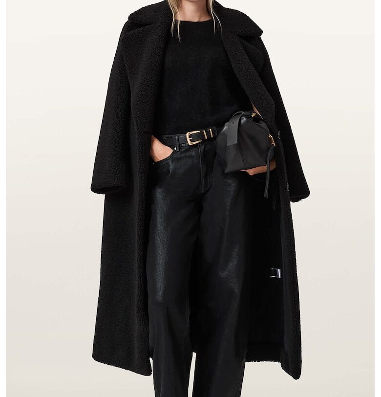 Дълго палто с копчета - Черен AllSaints