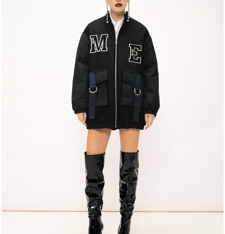 Дълго яке Embera с вълна с паднали ръкави - Черен Marc Ellis