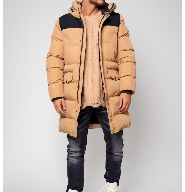 Дълго яке с цип Черно/Кафяво 14209 - Черен/Кафяв uFIT