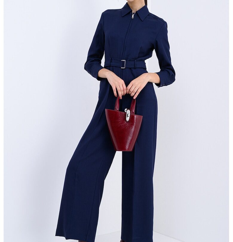 Дълъг гащеризон Canneto с вълна и колан - Ултрамарин синьо MaxCo