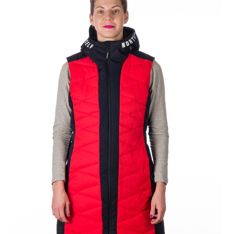 Дълъг ски елек Betty с качулка - Червен/Черен NORTHFINDER