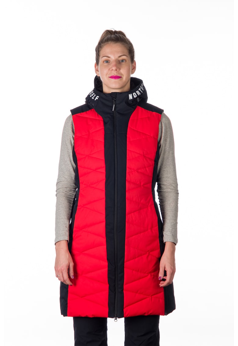 Дълъг ски елек Betty с качулка - Червен/Черен NORTHFINDER