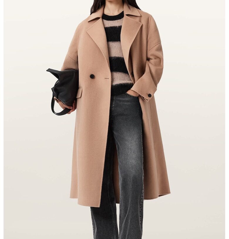 Дълъг тренч Sellma с вълна и копчета AllSaints