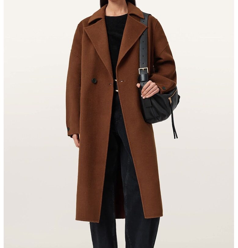 Дълъг тренч Sellma с вълна и копчета AllSaints