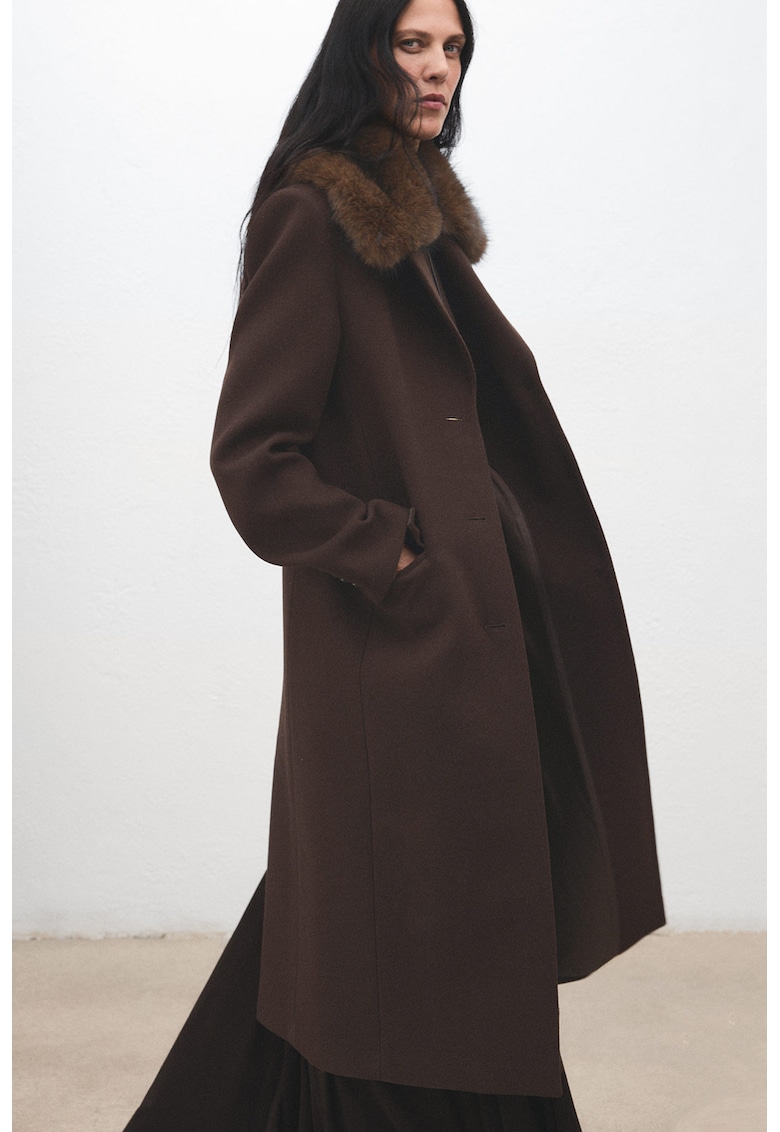 Дълъг тренч с вълна Mango