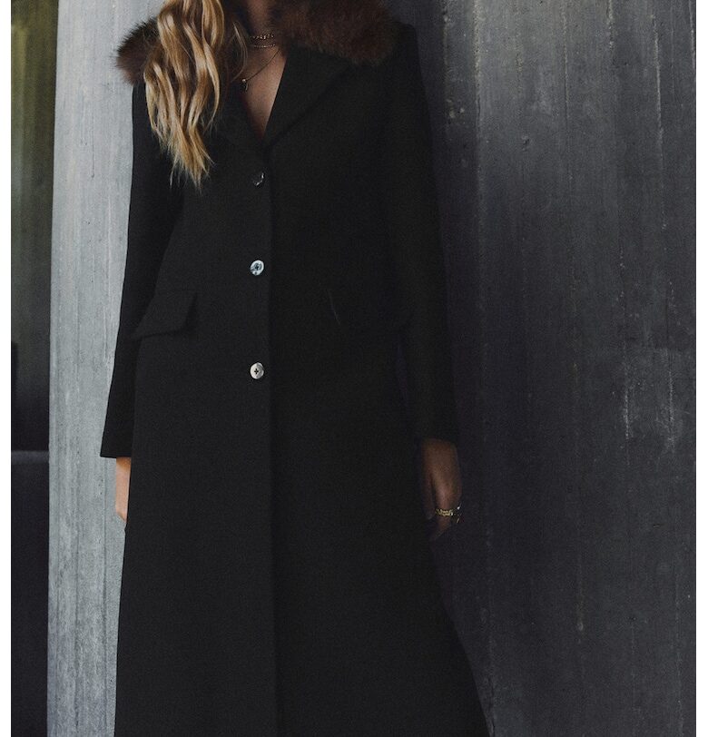 Дълъг тренч с вълна с еко пух Mango