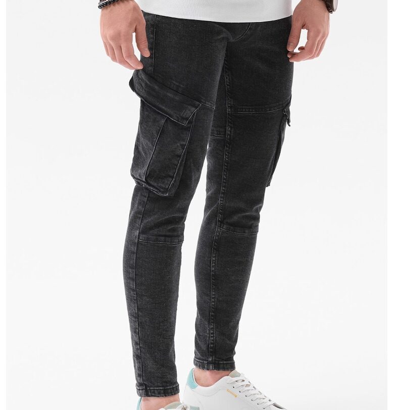 Дънки карго над глезена - Черен OMBRE