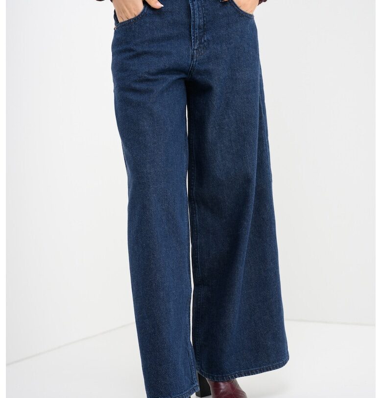 Дънки с лен с широк крачол - Петролно синьо GAP