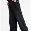 Дънки с широк крачол и висока талия - Избеляло черно GANNI