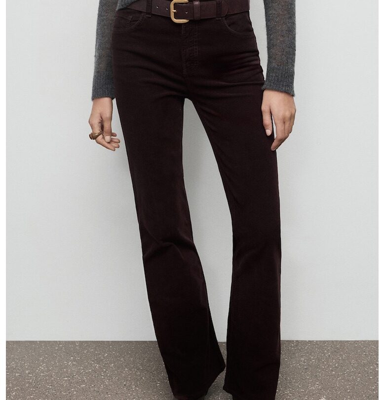 Дънки с широк крачол и висока талия - Тъмнокафяв Mango