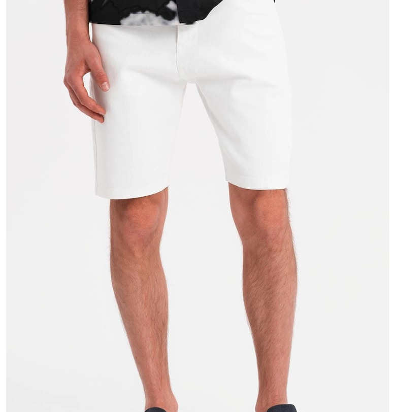 Дънков къс панталон с джобове - Бял OMBRE