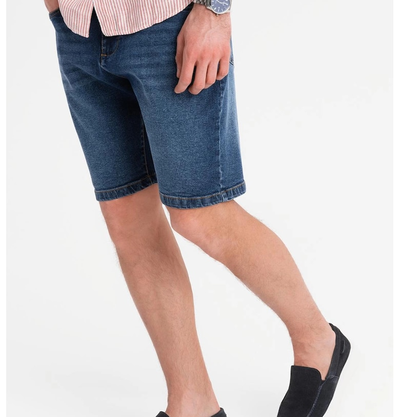 Дънков къс панталон с джобове - Индигово синьо OMBRE