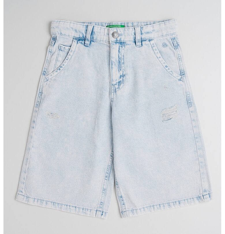 Дънкови бермуди с висока талия - Светлосин United Colors of Benetton