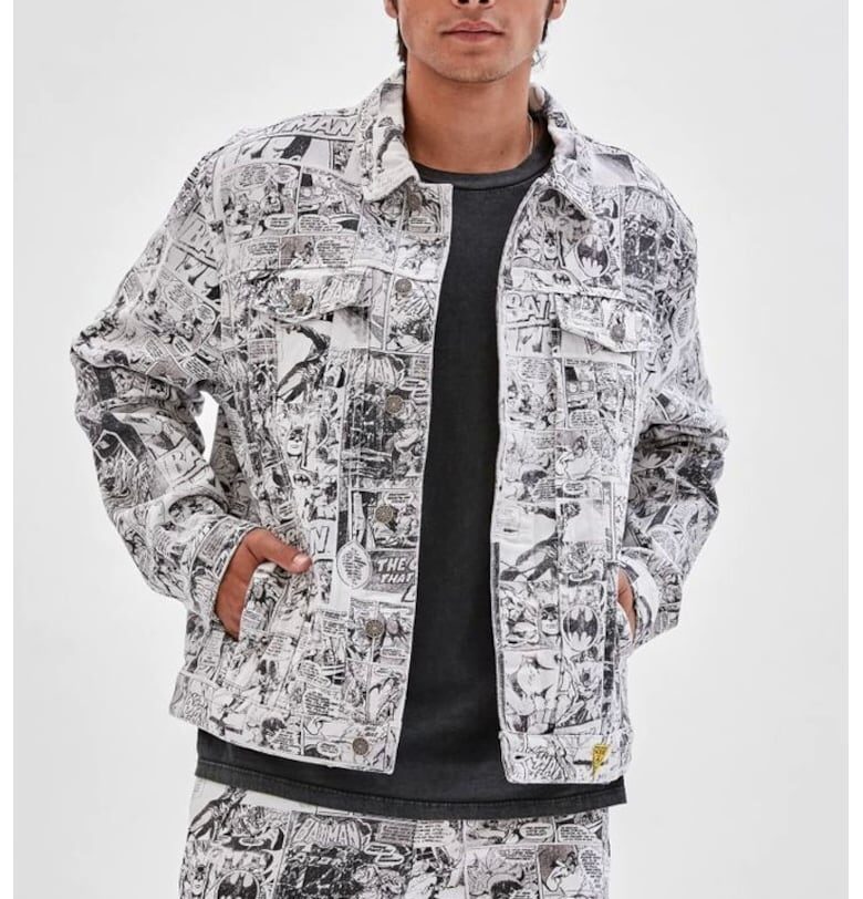 Дънково яке  Originals - Принт на Батман и комикси - Бял GUESS