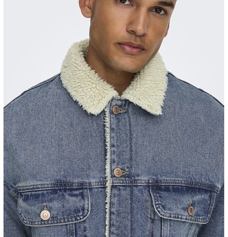 Дънково яке с копчета - Пастелносин Only  Sons