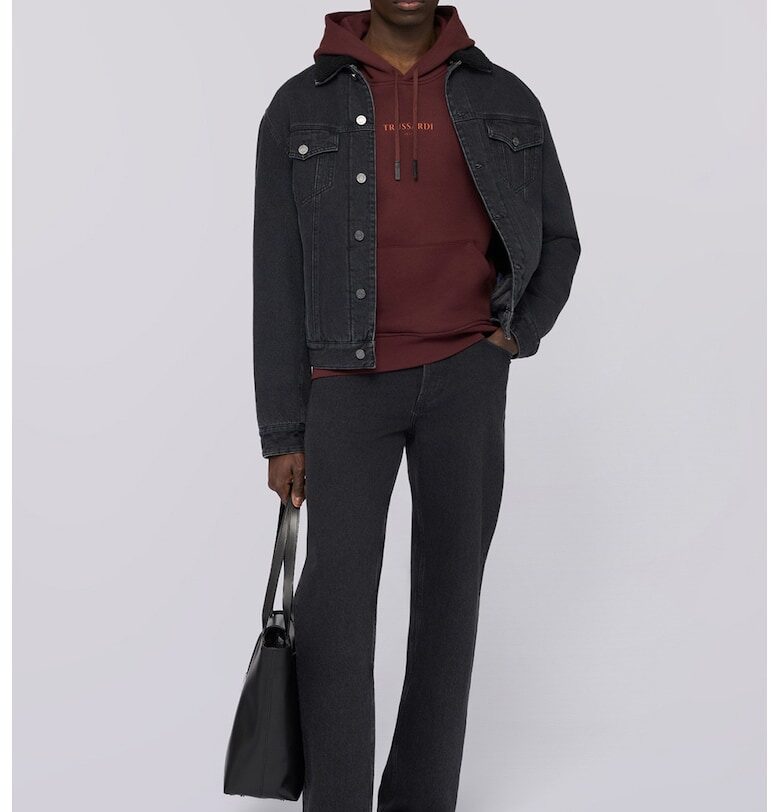 Дънково яке с пухена яка - Избеляло черно Trussardi