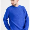 Едноцветен плетен пуловер - Кралско Синьо HUGO