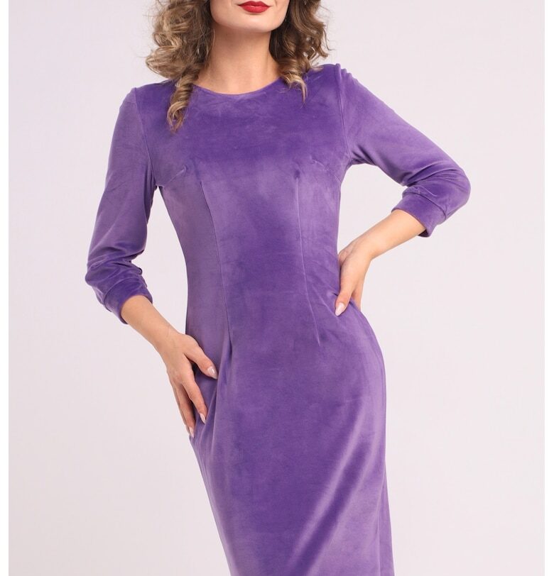 Едноцветна рокля с дълги ръкави CAMISSI