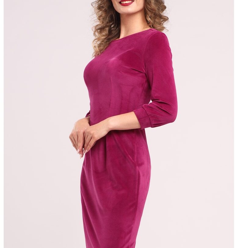 Едноцветна рокля с дълги ръкави CAMISSI