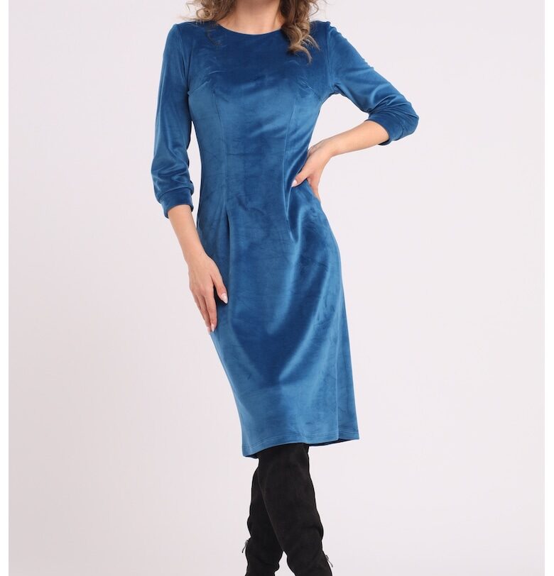 Едноцветна рокля с дълги ръкави CAMISSI