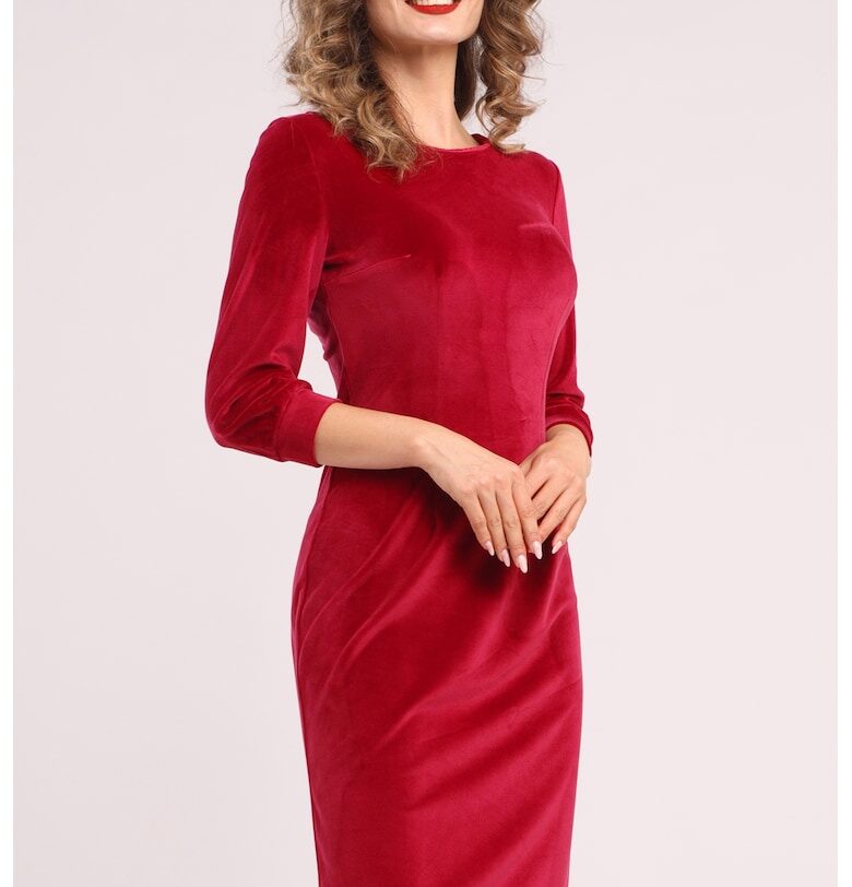 Едноцветна рокля с дълги ръкави CAMISSI