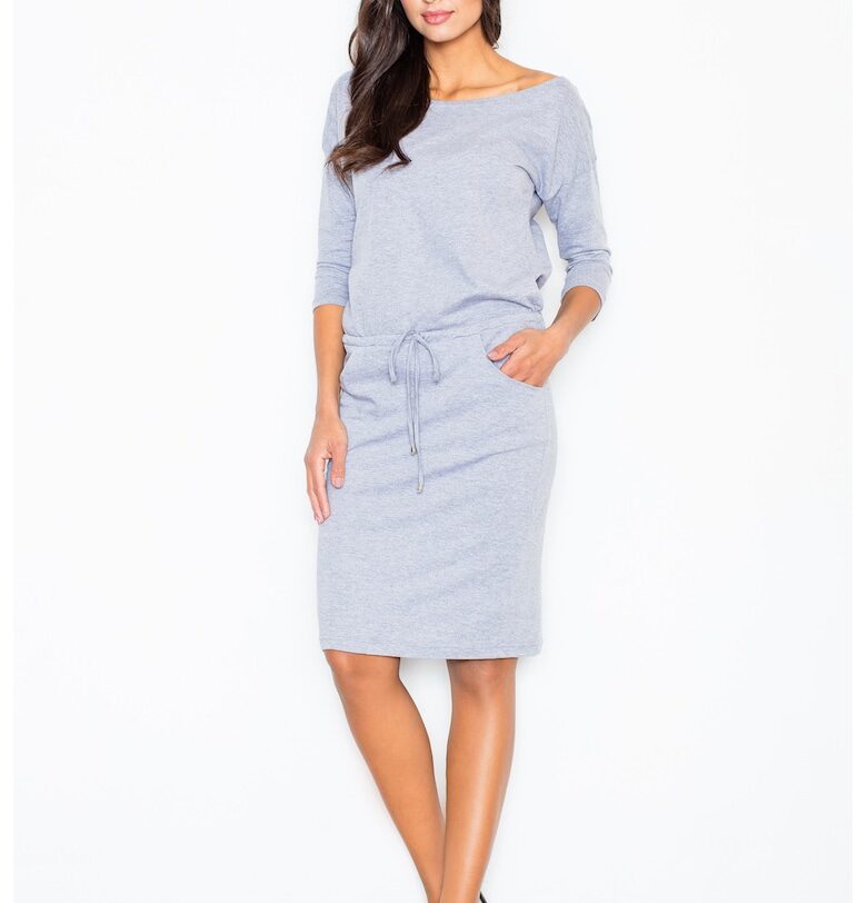 Ежедневна рокля  свободна - сива - памук Figl