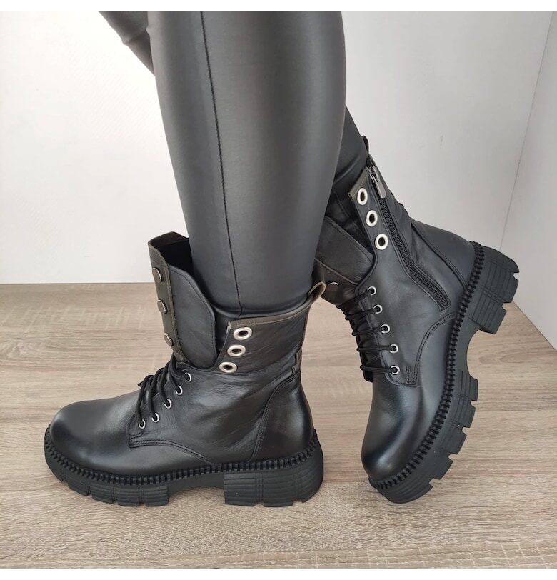 Ежедневни дамски ботуши  5781 Черно + Каки - Черно + Каки DOGATI